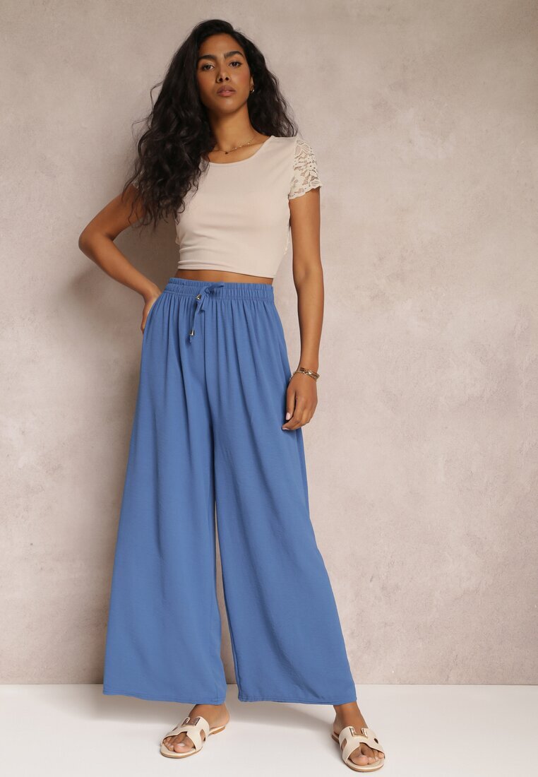 j&x Pantaloni Albaștri cu elastic în talie și cu picioare largi Seira