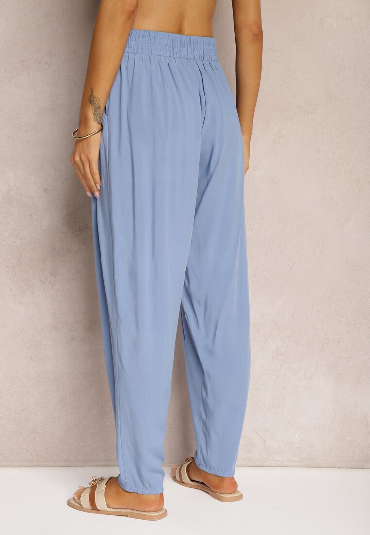 j&x Pantaloni din vâscoză cu elastic în talie și cu picior conic Albastre Sumipaku