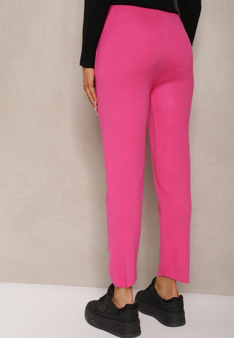 j&x Pantaloni Fucsia din bumbac Talie înaltă Decorați cu șnur Venaline