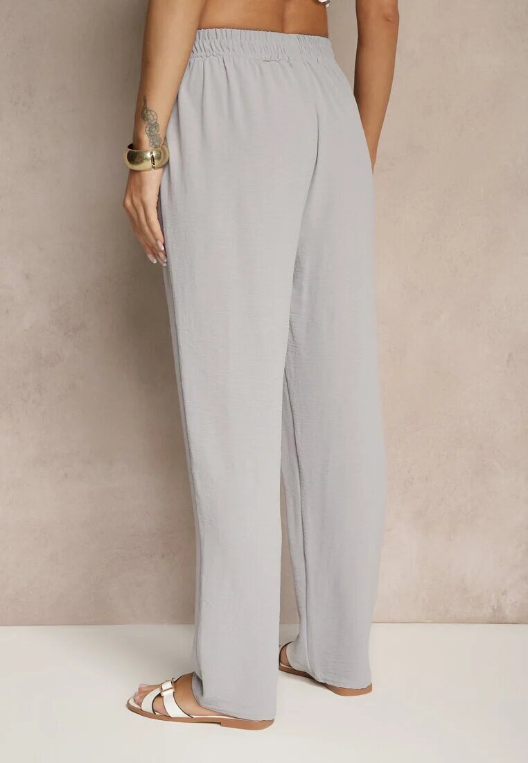 j&x Pantaloni Gri din bumbac Croială Largă High Waist Fanelithia