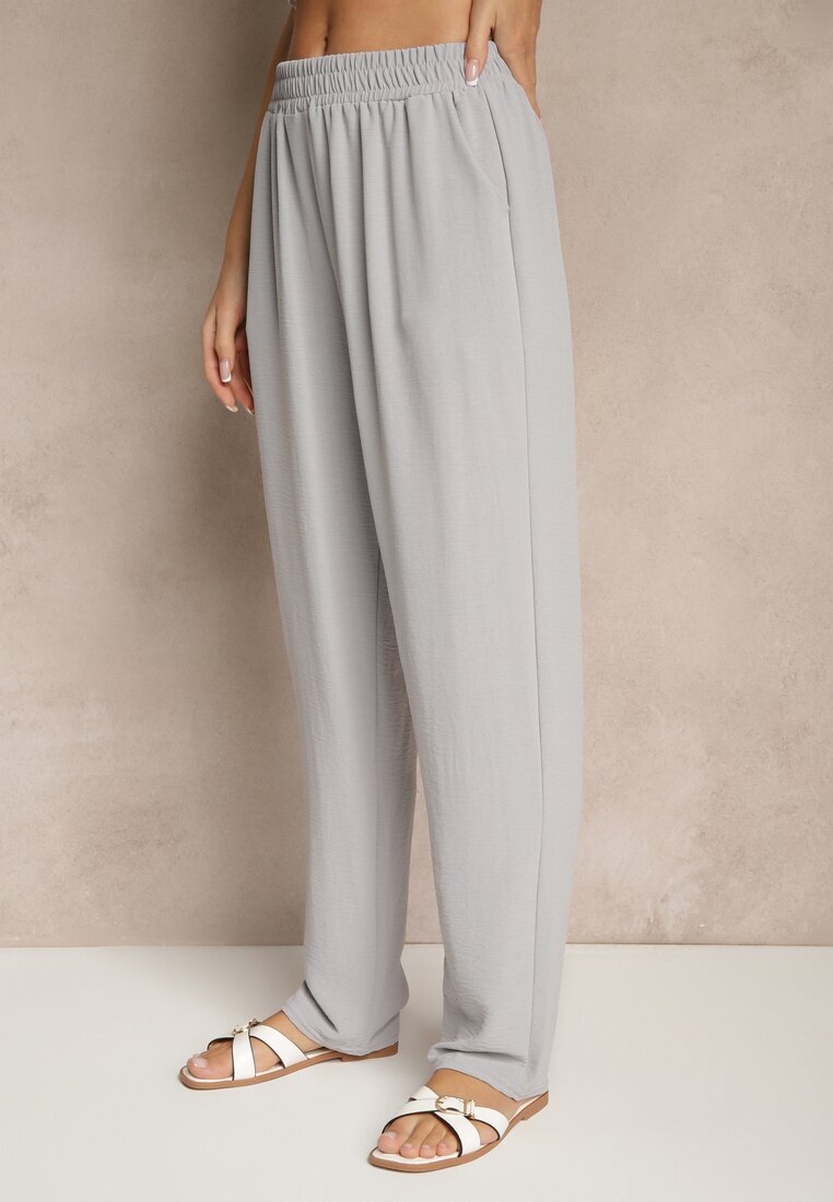 j&x Pantaloni Gri din bumbac Croială Largă High Waist Fanelithia