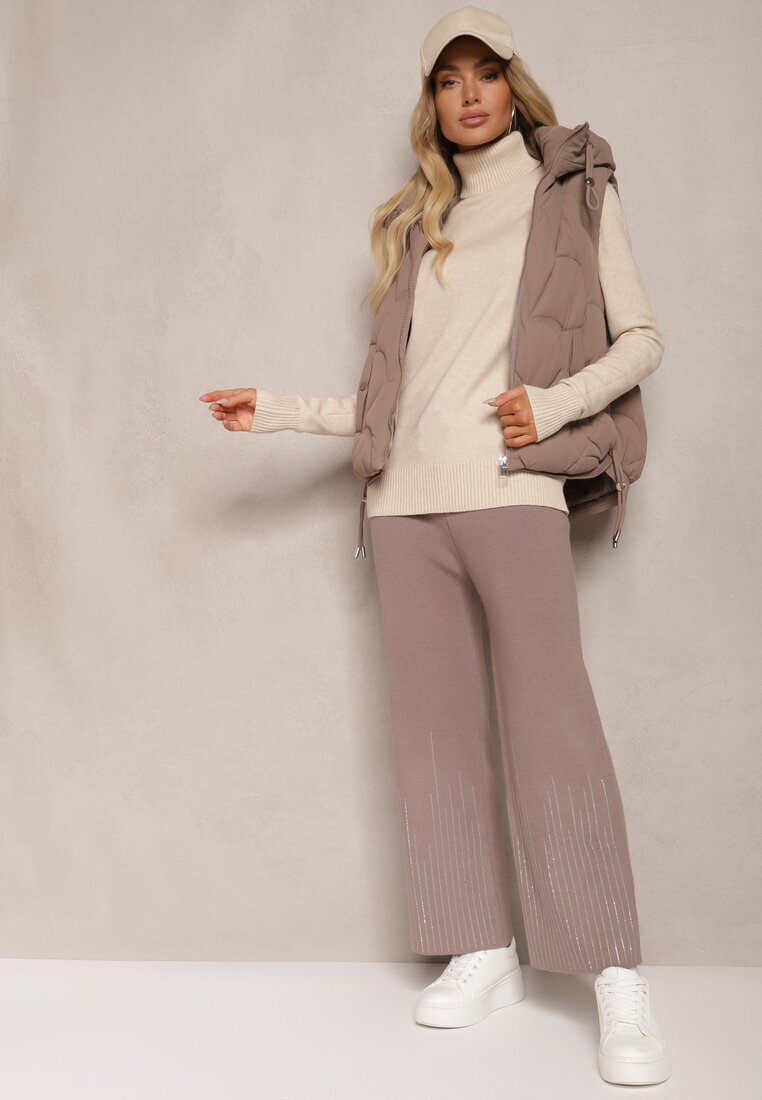 j&x Pantaloni gri închis cu croi larg Talie înaltă cu Circonii și elastic la talie Loreitha