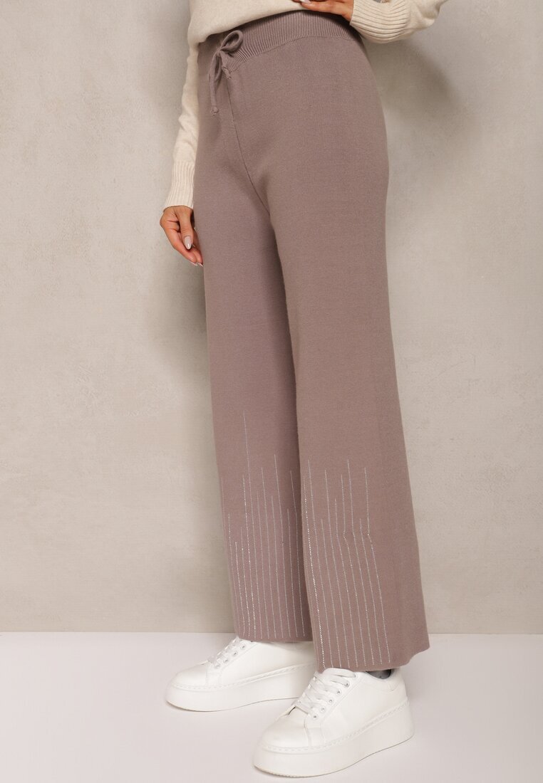 j&x Pantaloni gri închis cu croi larg Talie înaltă cu Circonii și elastic la talie Loreitha
