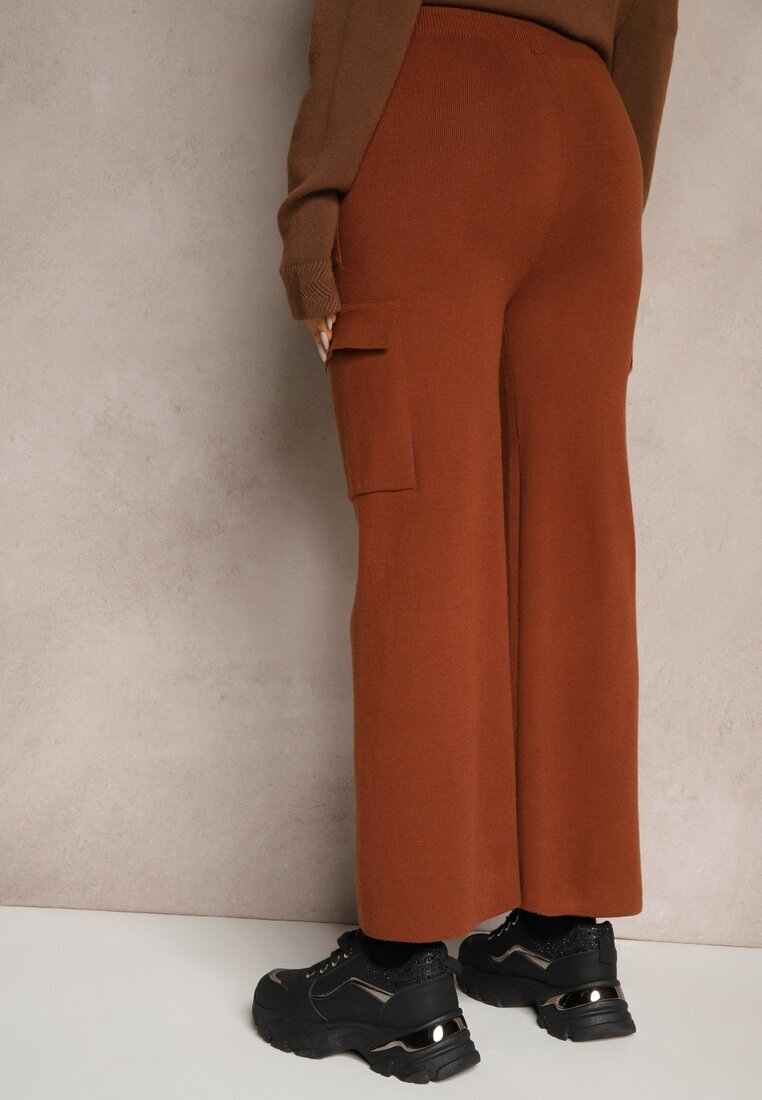 j&x Pantaloni Largi Maro Tricotați cu elastic în talie și buzunare Emithlera