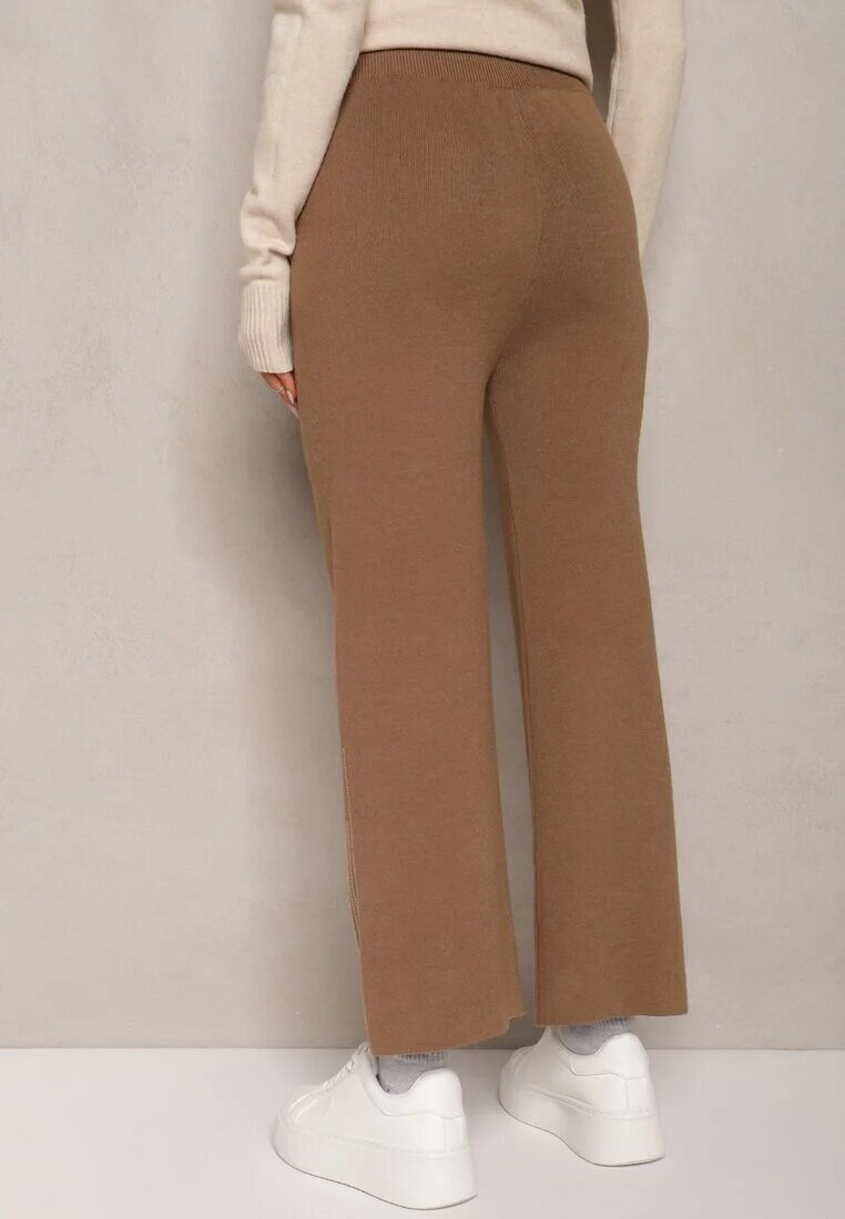 j&x Pantaloni Maro deschis cu croială largă Talie înaltă cu strasuri și elastic în talie Loreitha