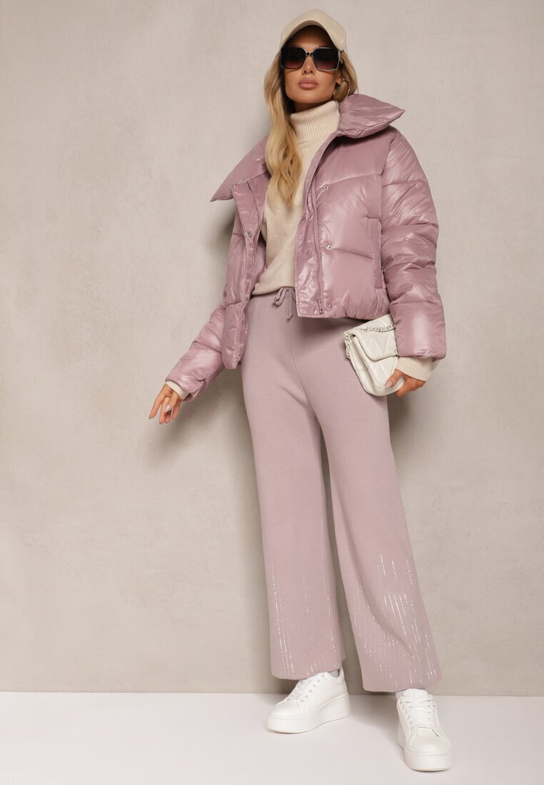 j&x Pantaloni Mov deschis cu croială largă talie înaltă cu Zirconii și elastic în talie Loreitha