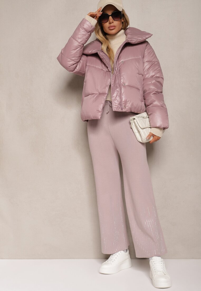 j&x Pantaloni Mov deschis cu croială largă talie înaltă cu Zirconii și elastic în talie Loreitha