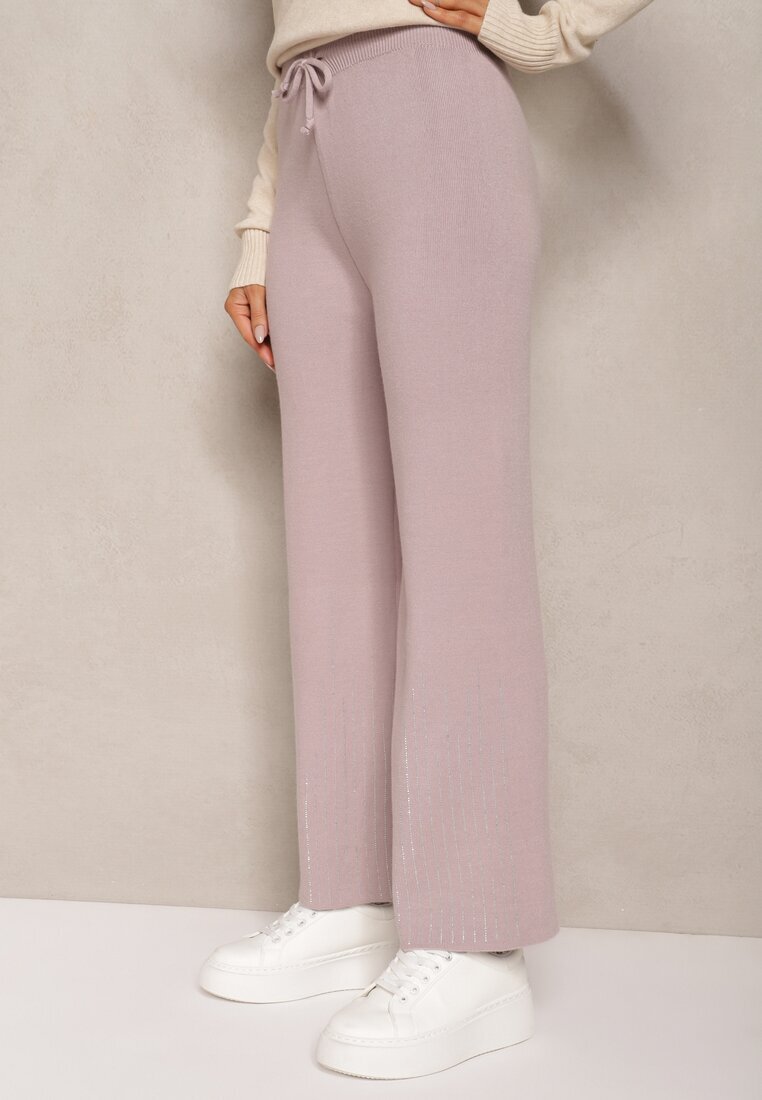 j&x Pantaloni Mov deschis cu croială largă talie înaltă cu Zirconii și elastic în talie Loreitha