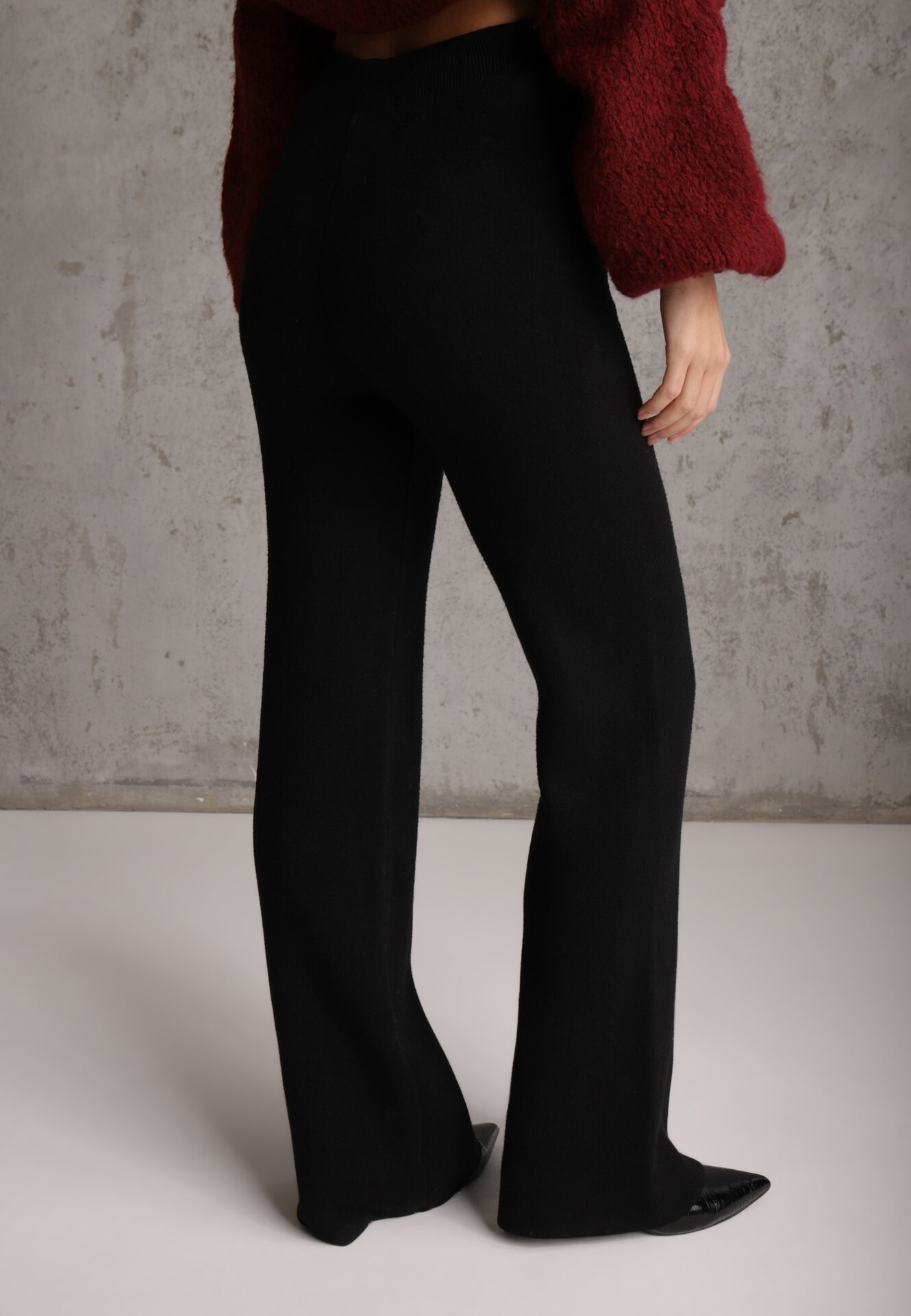 j&x Pantaloni negri tricotati Wide Leg călduroși Miosea