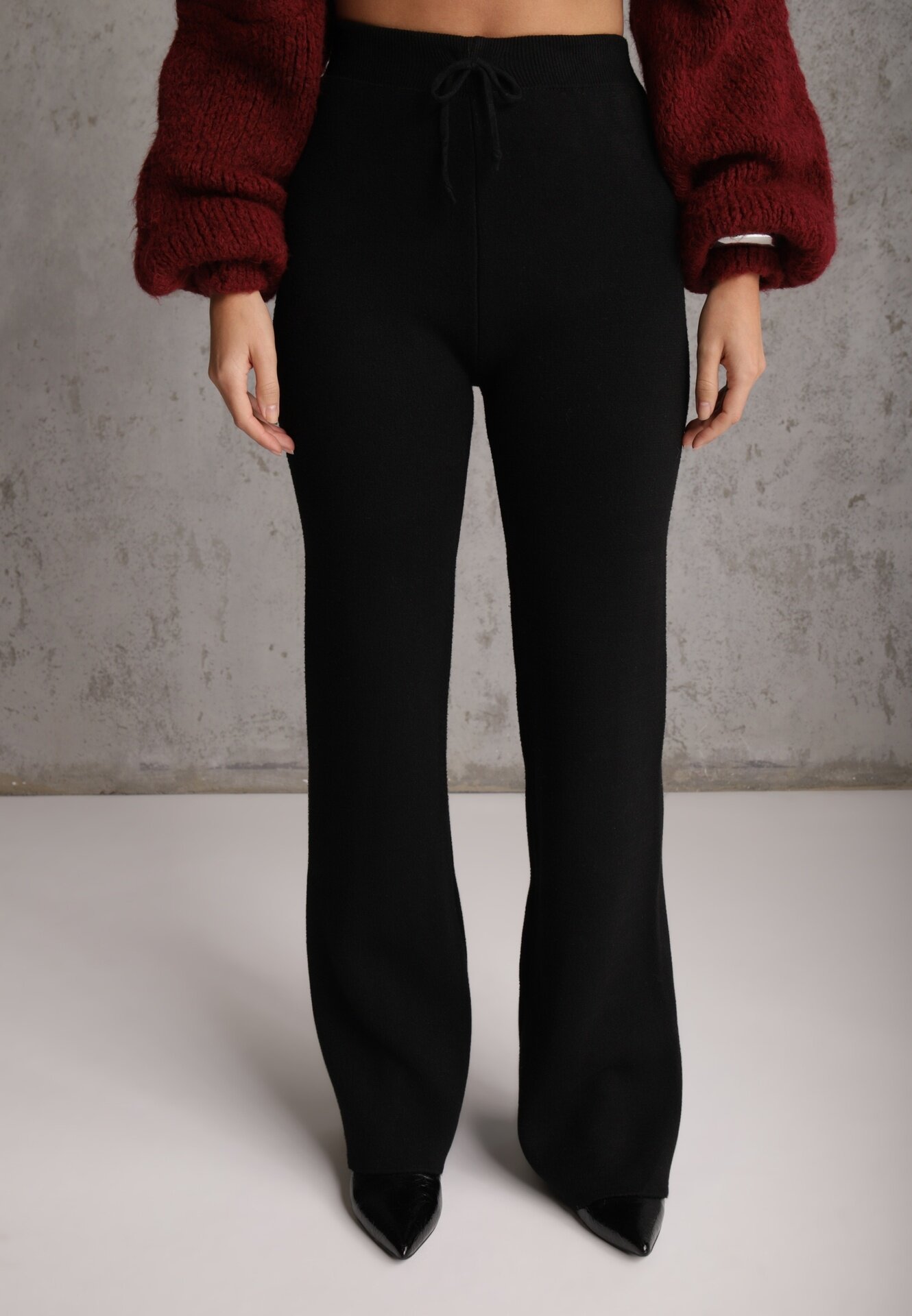 j&x Pantaloni negri tricotati Wide Leg călduroși Miosea