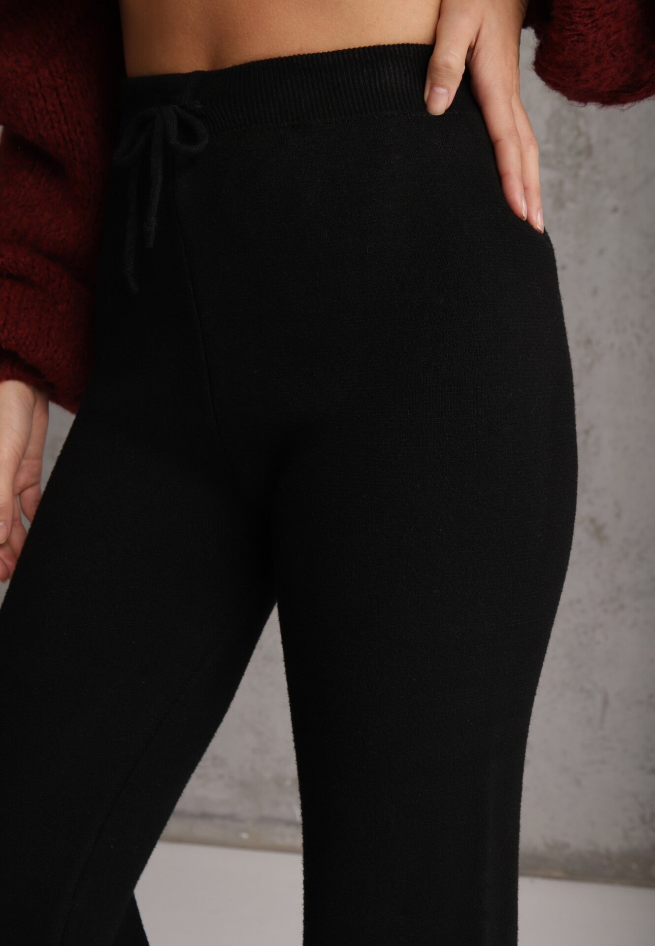 j&x Pantaloni negri tricotati Wide Leg călduroși Miosea