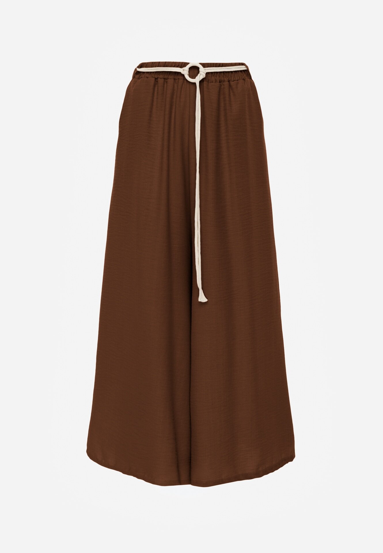 j&x Pantaloni palazzo din vâscoză cu talie înaltă decorați cu dungi și șnur Alemea Maro