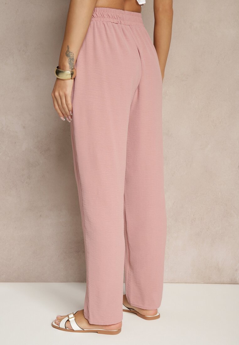 j&x Pantaloni roz cu bumbac croială largă talie înaltă Fanelithia