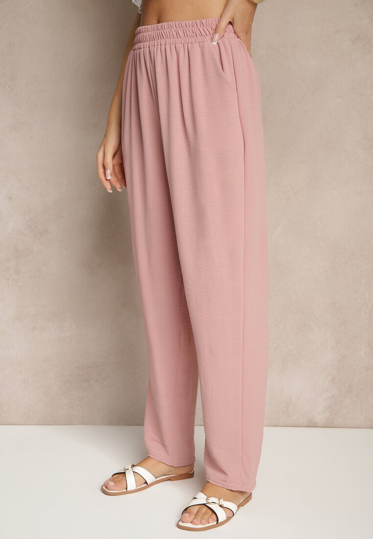 j&x Pantaloni roz cu bumbac croială largă talie înaltă Fanelithia