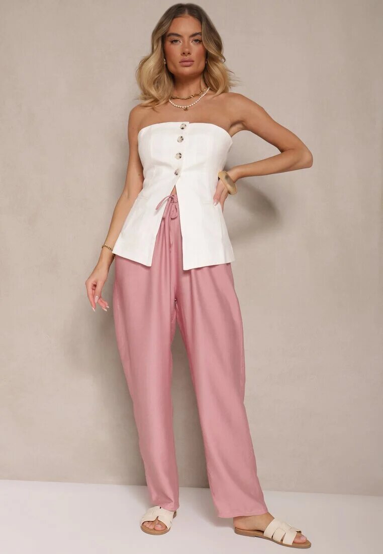 j&x Pantaloni Roz cu Bumbac decorate cu șnur Voreia
