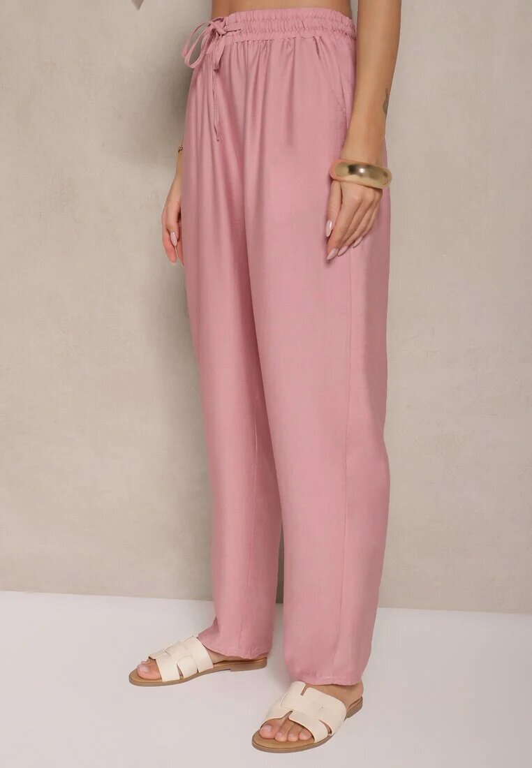 j&x Pantaloni Roz cu Bumbac decorate cu șnur Voreia
