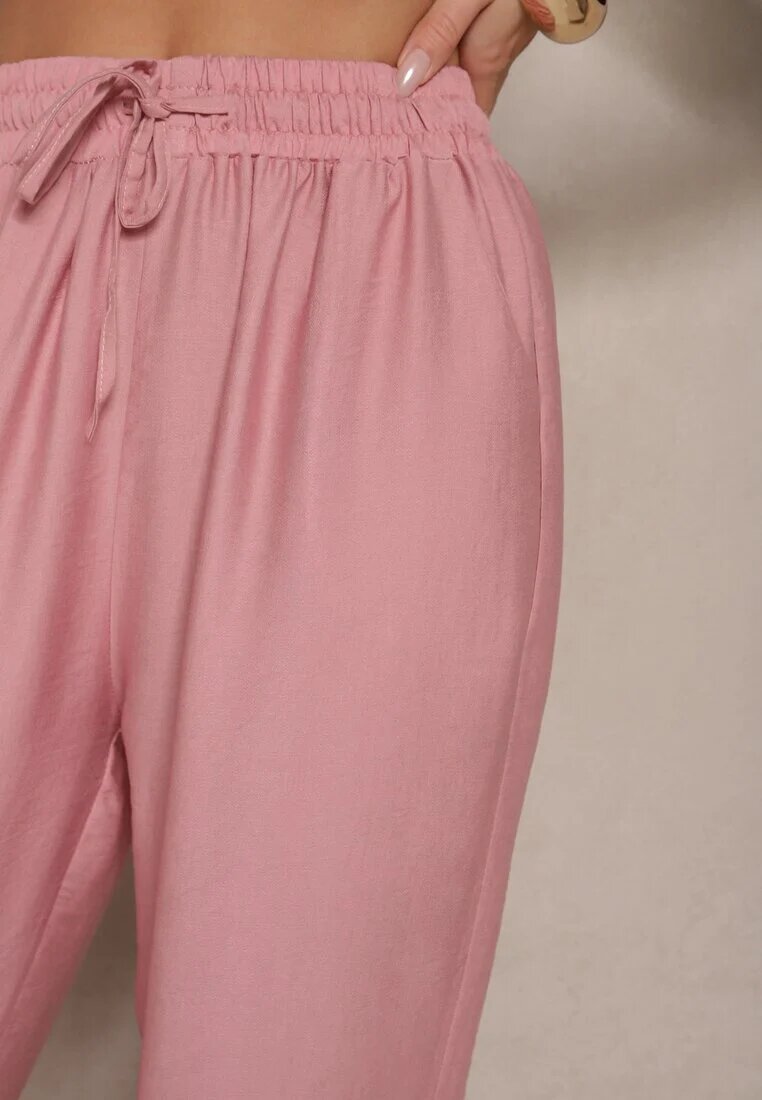 j&x Pantaloni Roz cu Bumbac decorate cu șnur Voreia