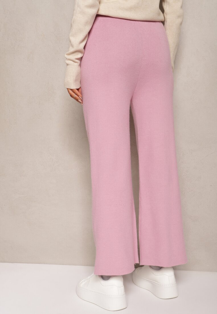 j&x Pantaloni roz cu croială largă High Waist cu zirconii și elastic în talie Loreitha