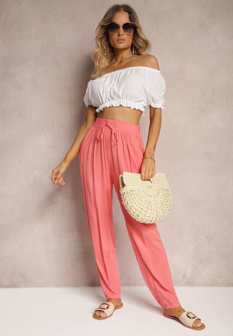 j&x Pantaloni Roz De Viscoză cu elastic în talie și cu picior conic Sumipaku