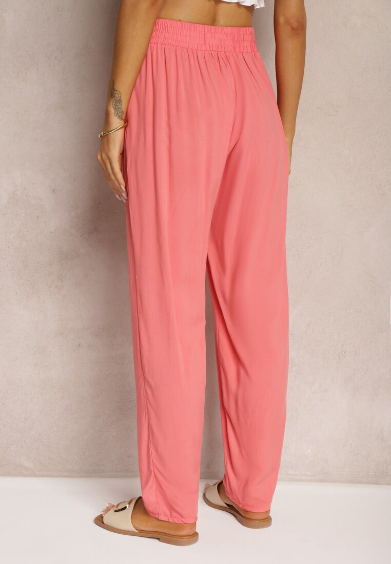 j&x Pantaloni Roz De Viscoză cu elastic în talie și cu picior conic Sumipaku