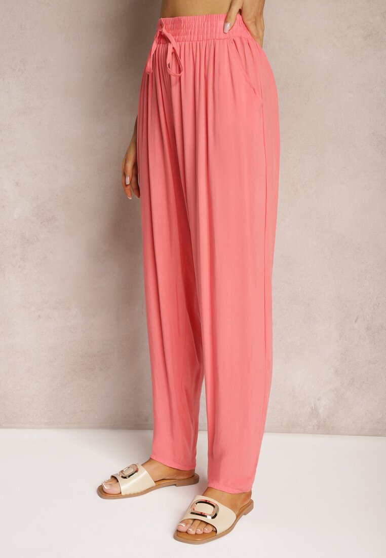 j&x Pantaloni Roz De Viscoză cu elastic în talie și cu picior conic Sumipaku