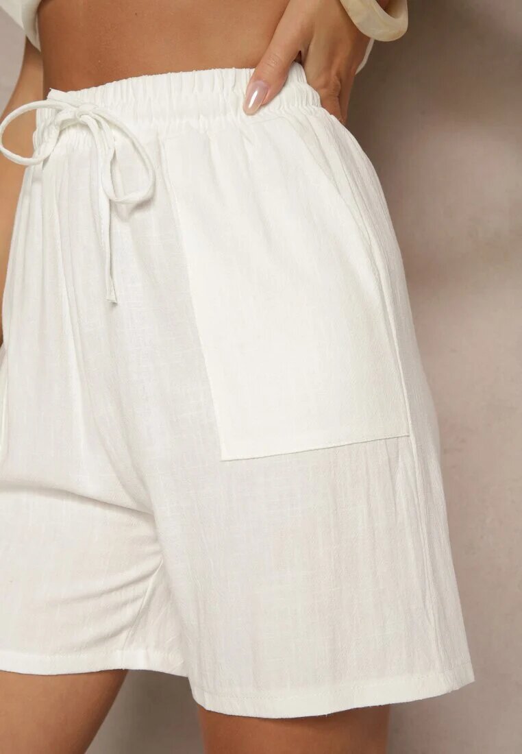j&x Pantaloni scurți Bermude albi din viscoză cu talie înaltă cu in Dorotella