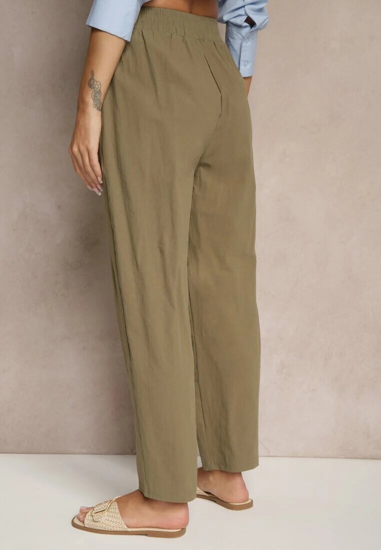 j&x Pantaloni Verde închis din Bumbac High Waist Sonirea