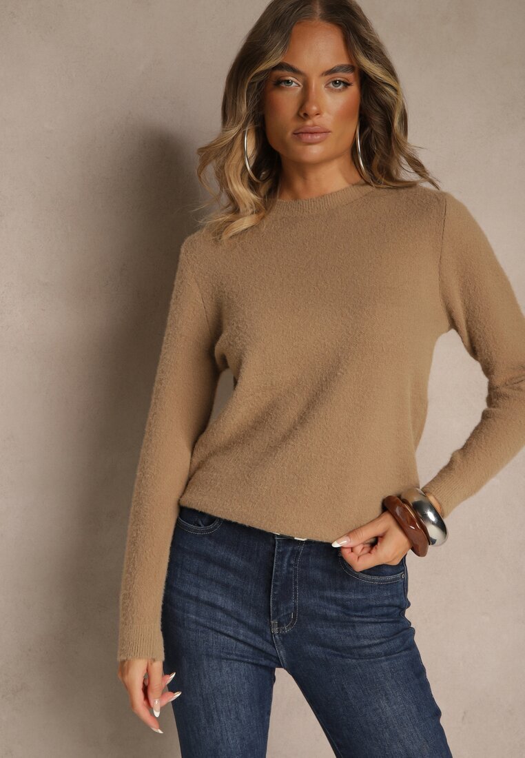j&x Pulover Bej închis cu Lână cu Manșete striate Furrive