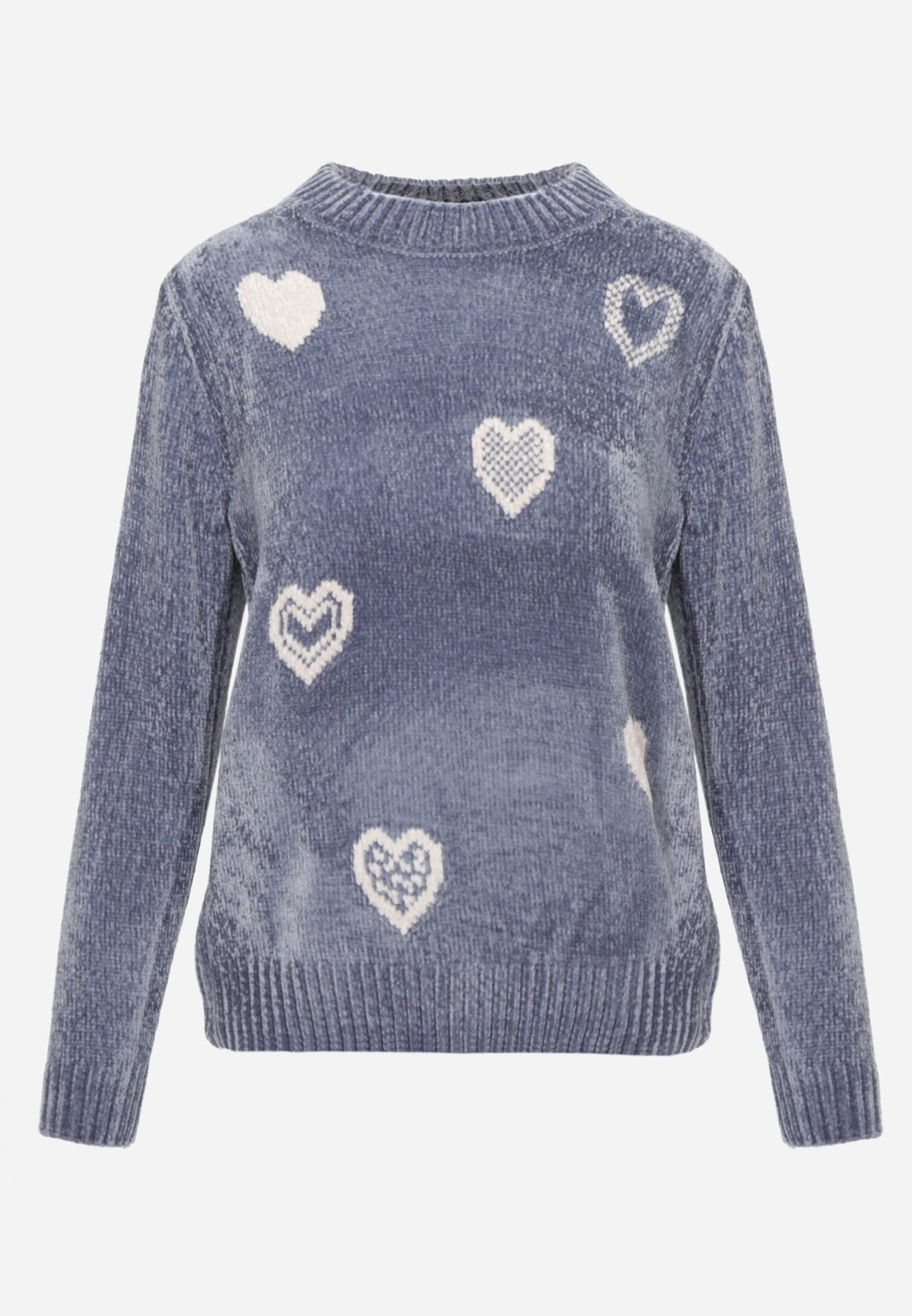 j&x Pulover cu bumbac și inimioare Veliko Albastru