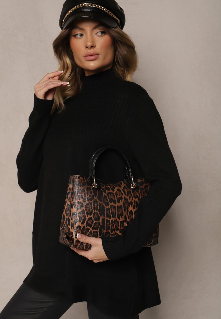 j&x Pulover cu guler semi-înalt Negru din bumbac și buzunar în față Emittes