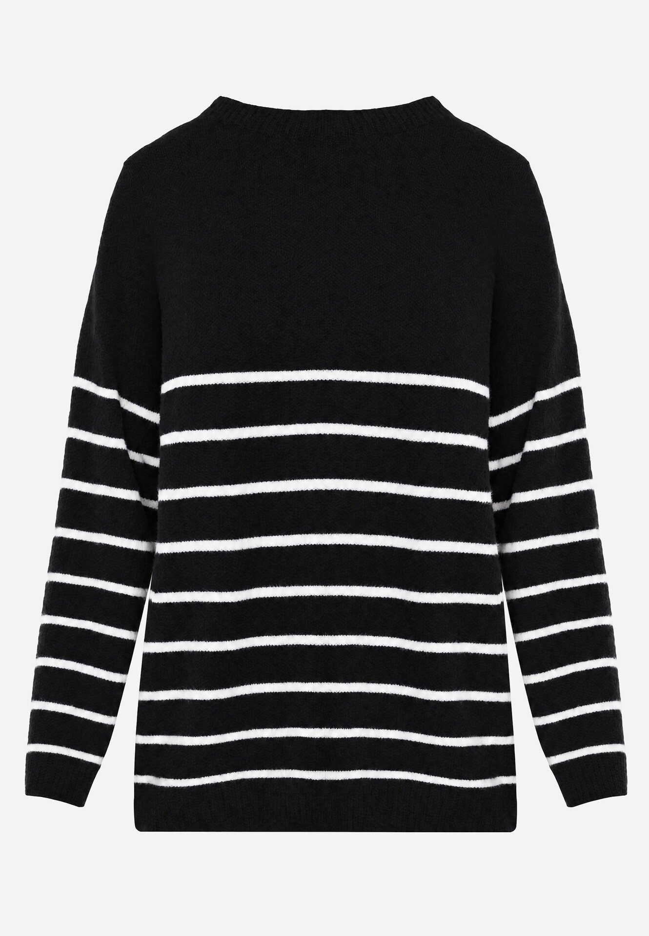 j&x Pulover cu lână în dungi Basic Margela Negru