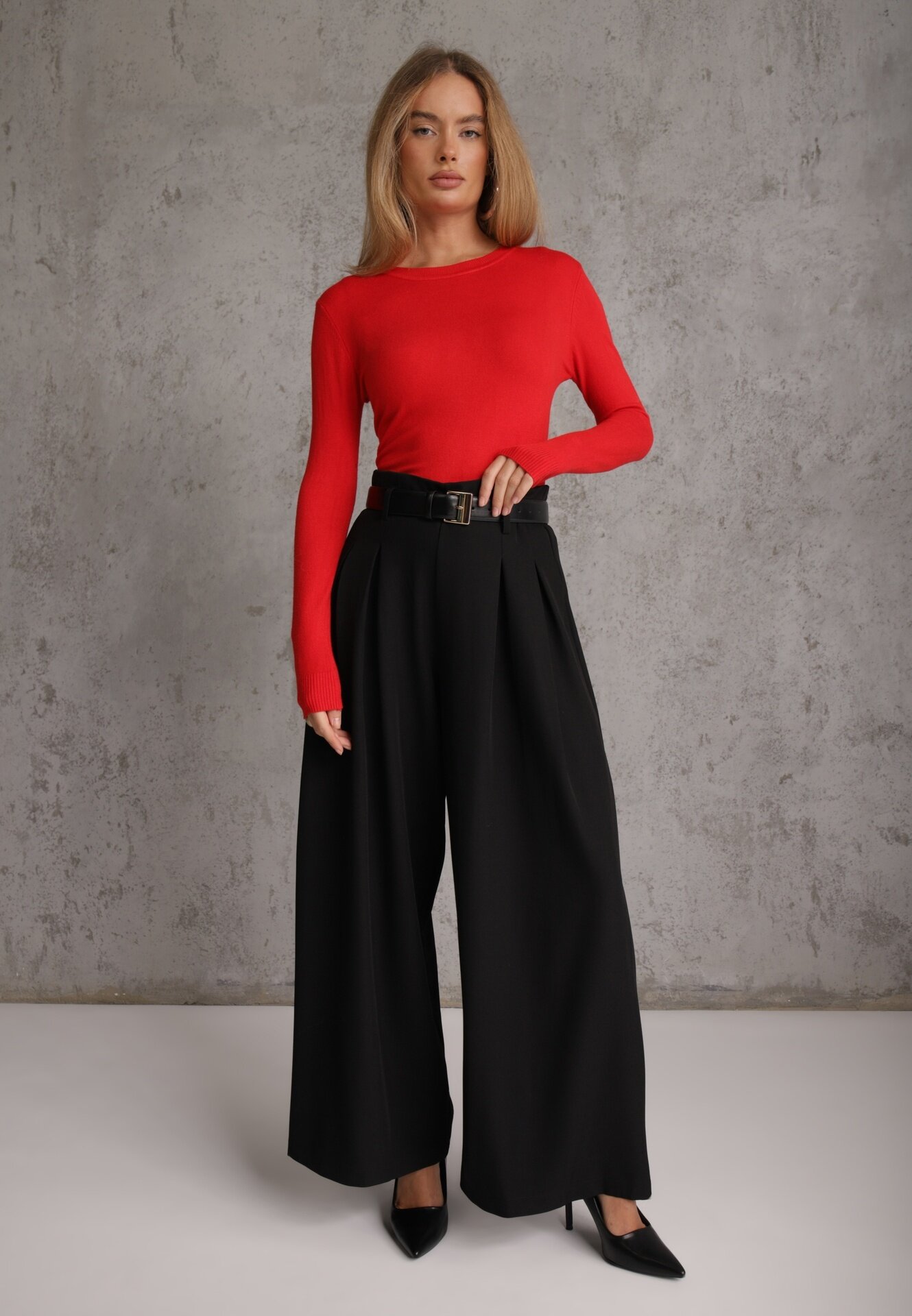 j&x Pulover din bumbac în stil minimalist Radeken Roșu