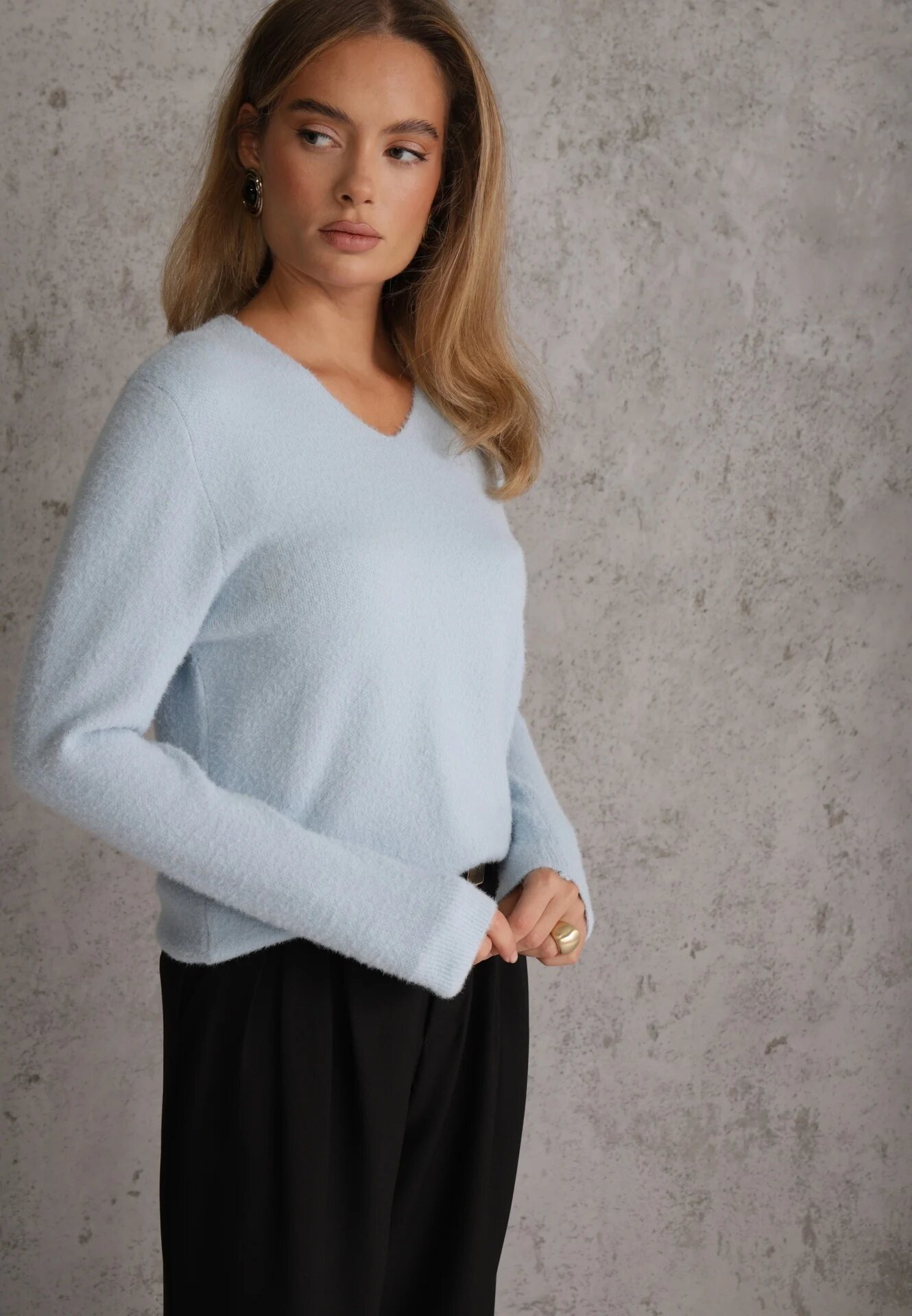 j&x Pulover din lână în stil minimalist Joslina Albastru