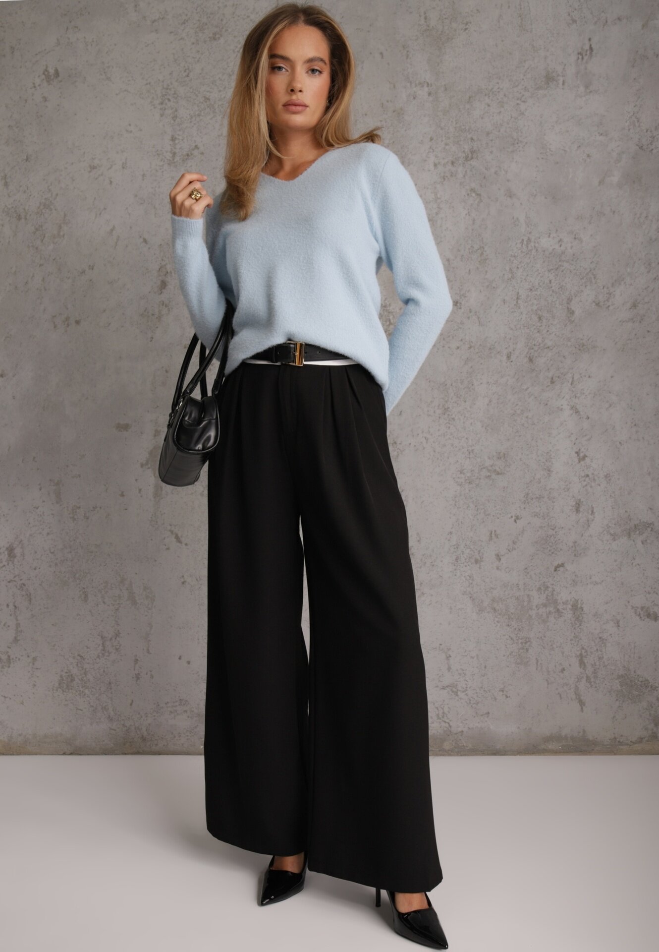 j&x Pulover din lână în stil minimalist Joslina Albastru