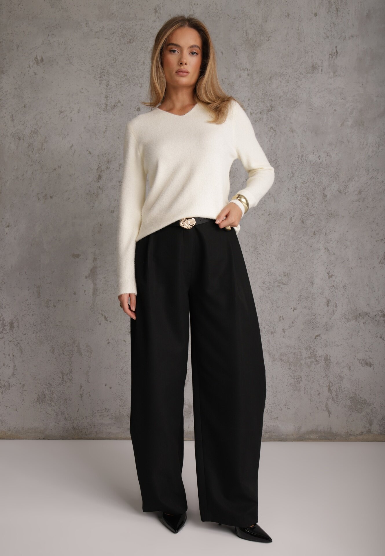 j&x Pulover din lână în stil minimalist Joslina Bej deschis