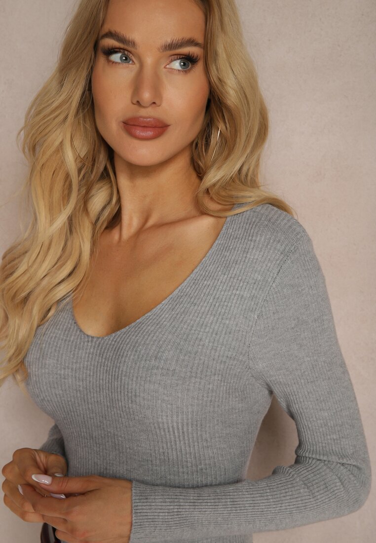 j&x Pulover Gri Clasic cu Dungi Fine Vorida