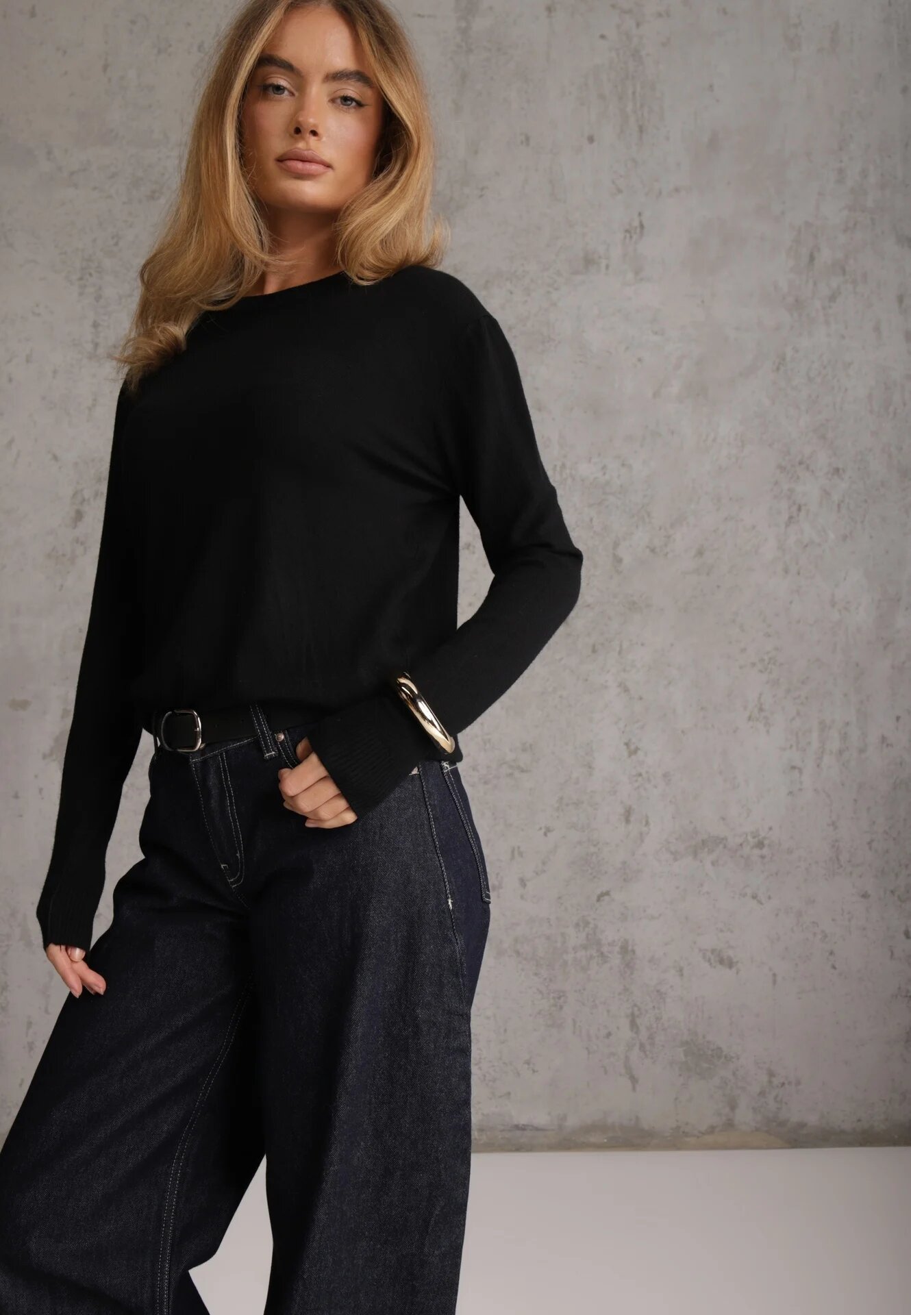 j&x Pulover minimalist Bellama Negru