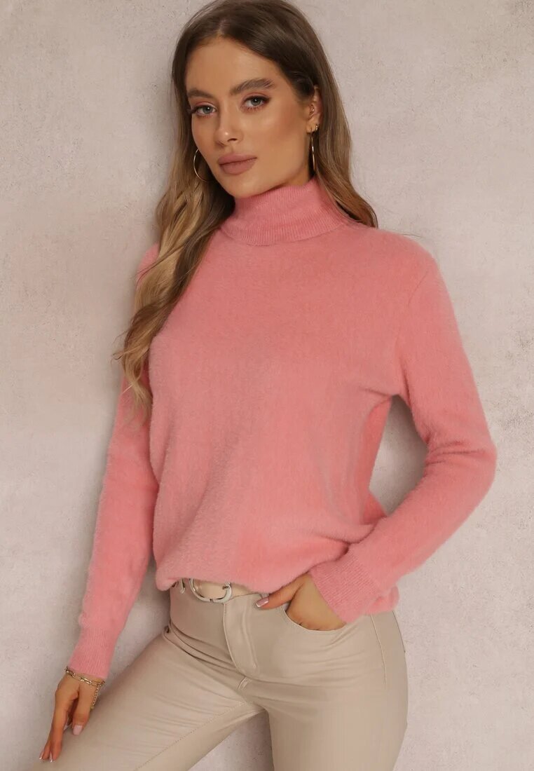 j&x Pulover Roz închis De lână Lung Lejer