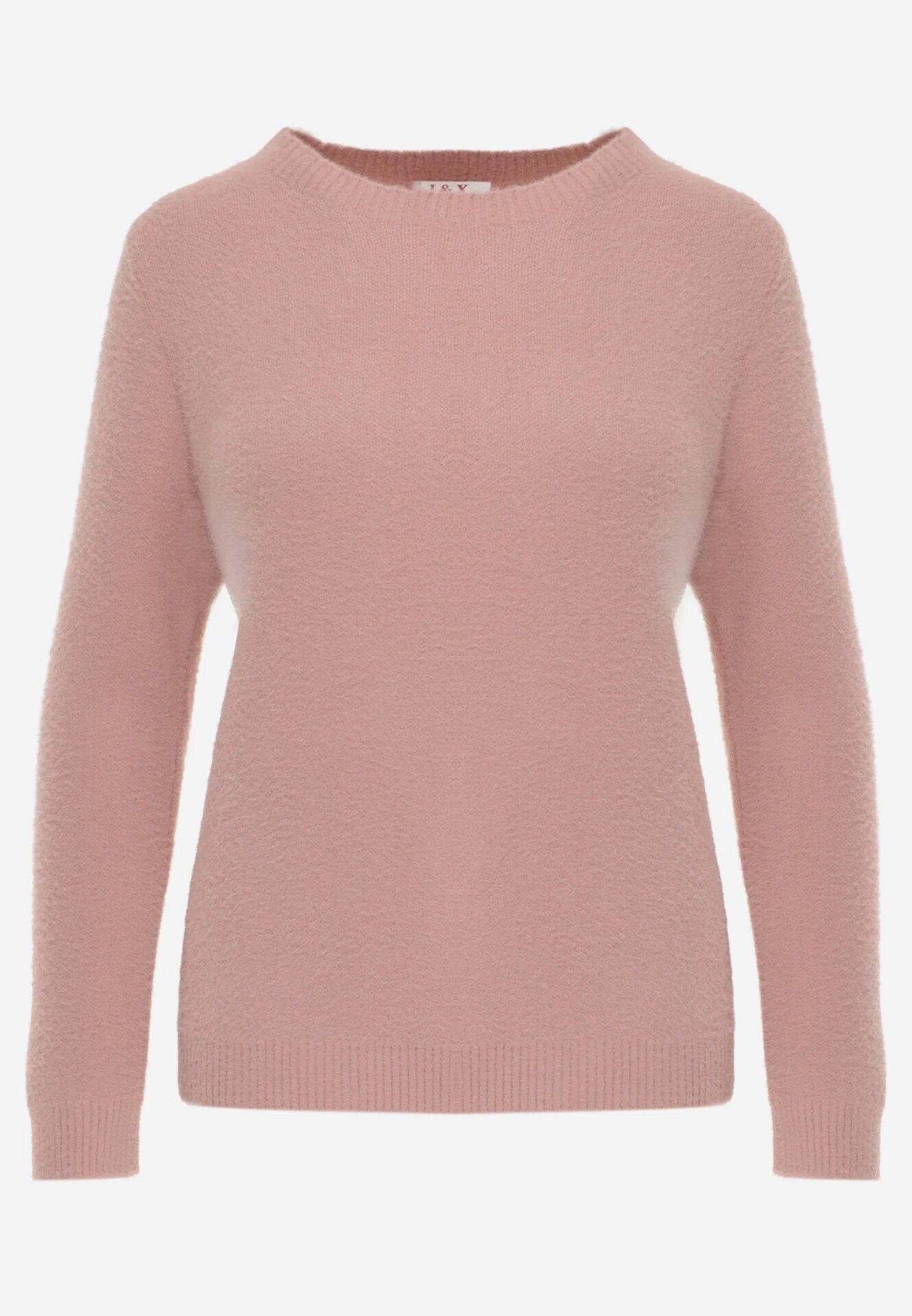 j&x Pulover simplu Casual din tricot cu lână cu structură pufoasă Divara Roz