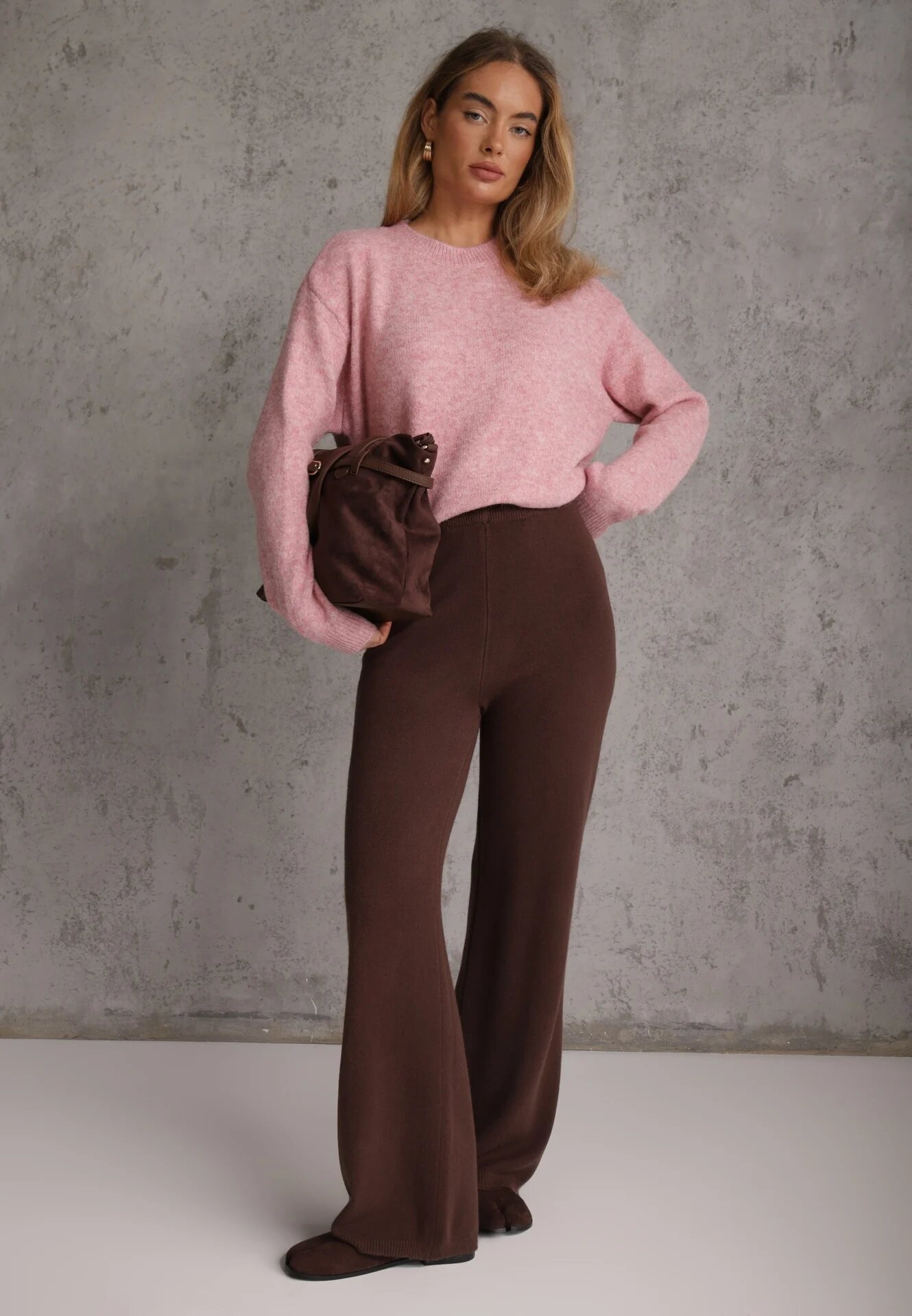 j&x Pulover simplu cu lână în stil Basic Tutia Roz