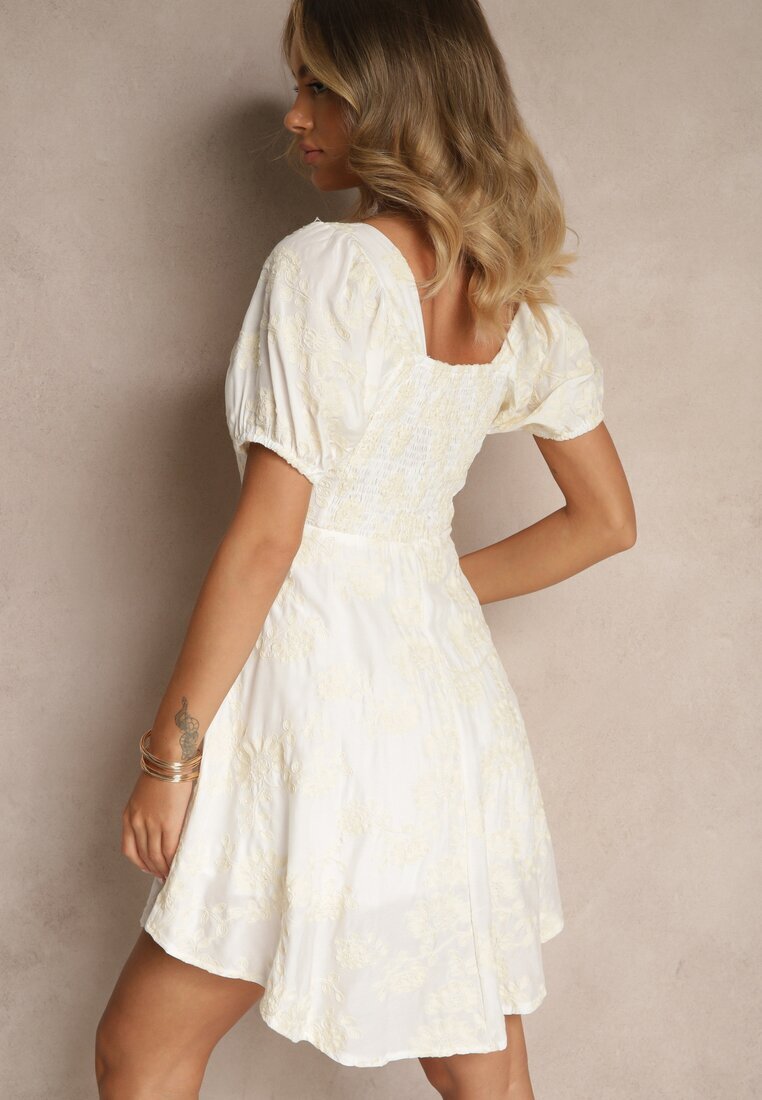 j&x Rochie Albă cu flori cu mâneci bufante Deviriel