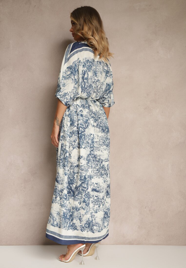 j&x Rochie Albastră Oversize cu Viscoză și cu Motiv Abstract Lunisana