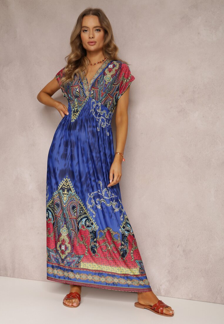 j&x Rochie Albastră petrecută cu imprimeu ornamental Nalori