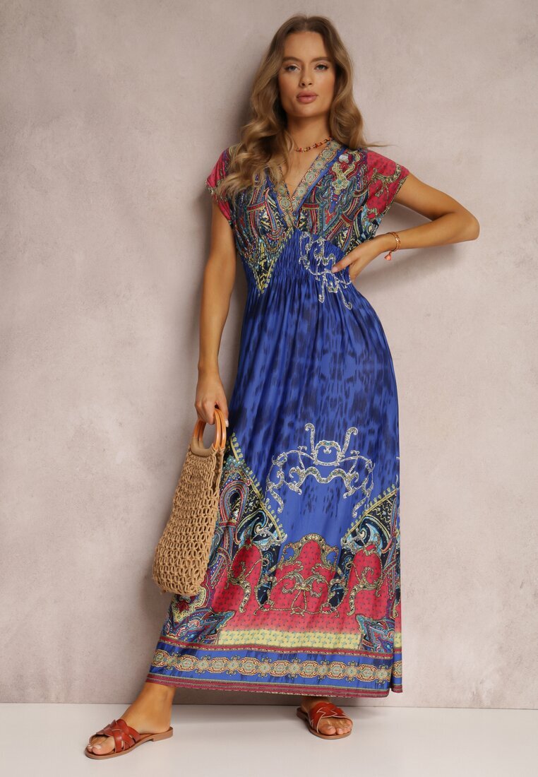 j&x Rochie Albastră petrecută cu imprimeu ornamental Nalori