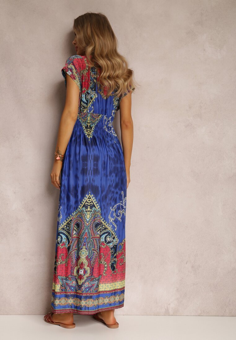 j&x Rochie Albastră petrecută cu imprimeu ornamental Nalori