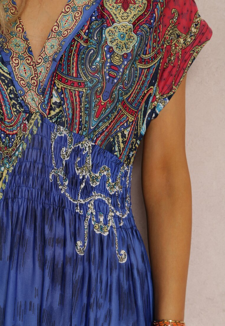j&x Rochie Albastră petrecută cu imprimeu ornamental Nalori