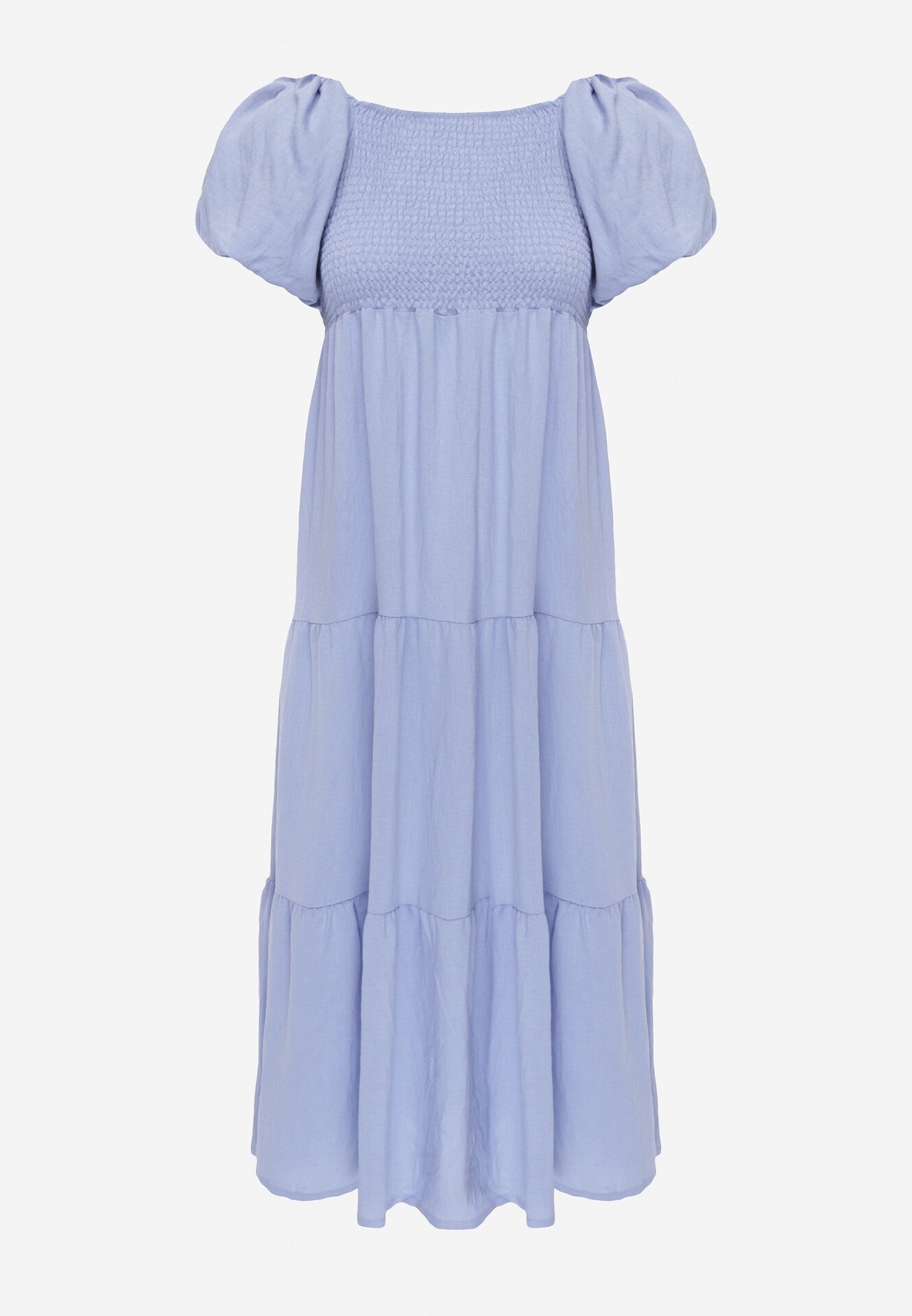 j&x Rochie Albastru deschis din Viscoză cu croială evazată cu mâneci bufante Rosena