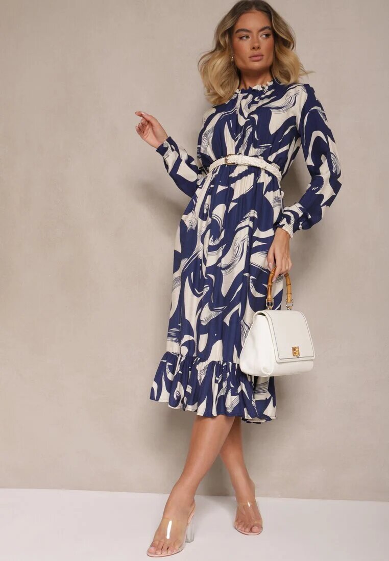 j&x Rochie Albastru marin din bumbac și cu model abstract Tersedi