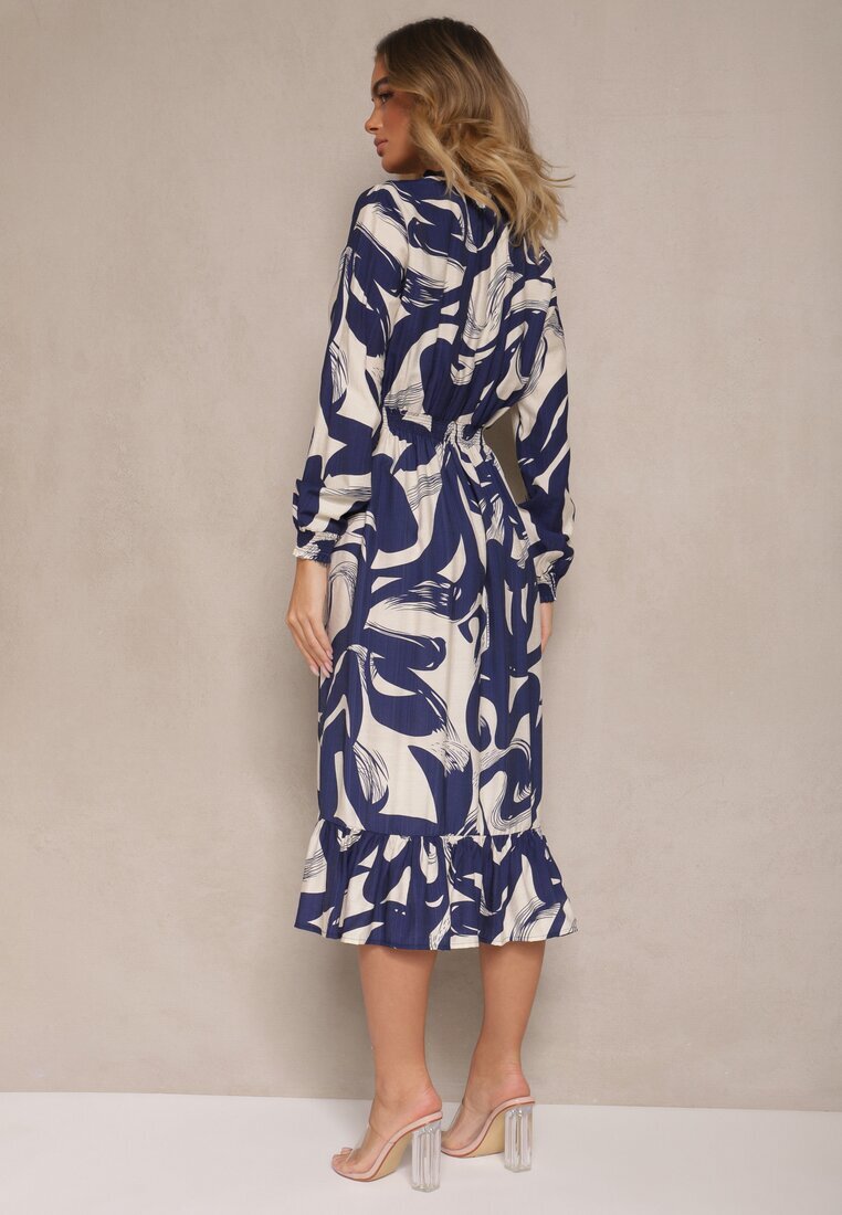 j&x Rochie Albastru marin din bumbac și cu model abstract Tersedi