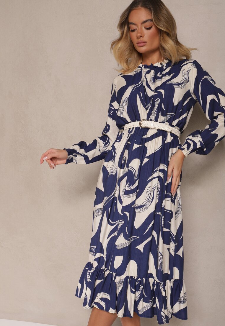 j&x Rochie Albastru marin din bumbac și cu model abstract Tersedi
